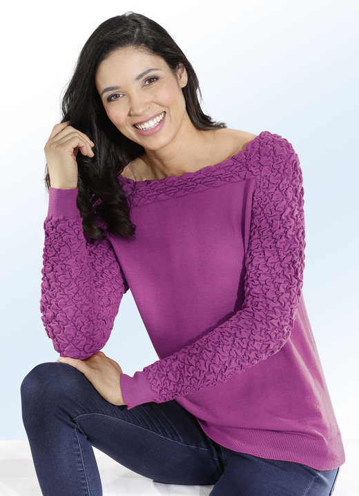 Truien & vesten - Trui met cloquépatroon, in Größe L(44/46) bis XS (32/34), in Farbe FUCHSIA Ansicht 1