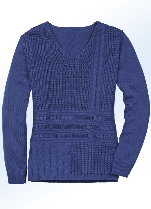 - Pullover in Strukturmix, in Größe 036 bis 052, in Farbe MARINE