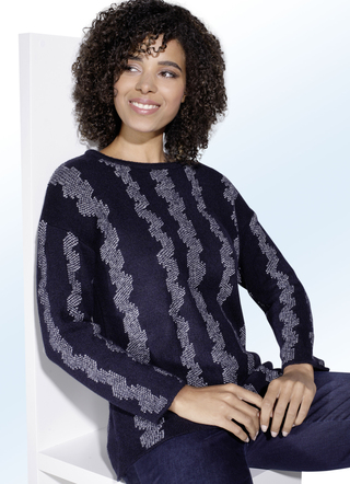 Trui met stretching jacquard design