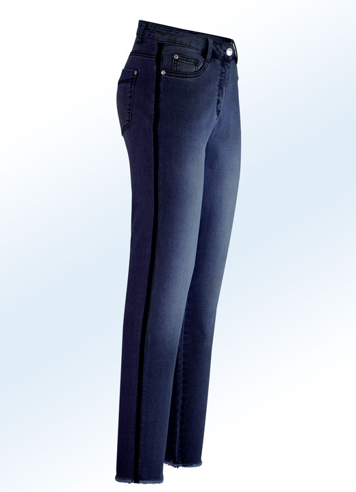 Broeken - Jeans met trendy fluwelen sierband, in Größe 017 bis 050, in Farbe DONKERBLAUW Ansicht 1