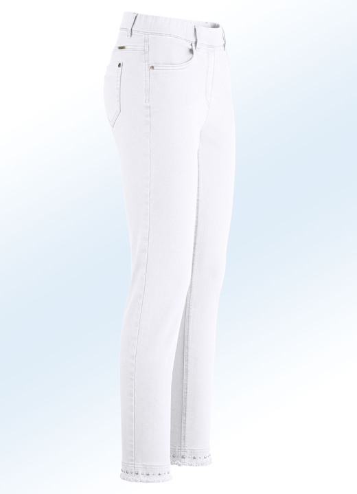 Broeken - Magische jeans met leuke klinknagels en een trendy zoom met franjes, in Größe 017 bis 052, in Farbe WIT Ansicht 1