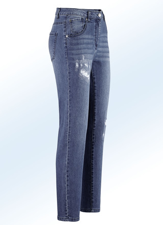 Jeans met uitgebreid vervaardigde Destroyed effecten
