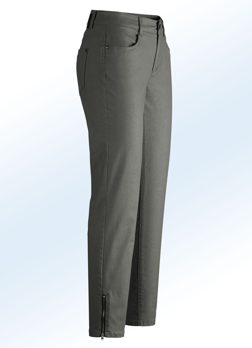 Broeken - Subtiel glanzende broek, in Größe 017 bis 050, in Farbe OLIJF Ansicht 1