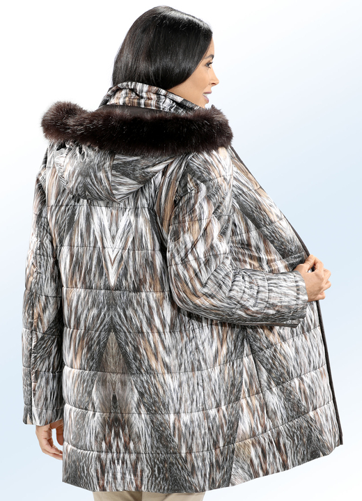 Winterjacks - Lange jas met briljant gekleurde inkjetprint, in Größe 018 bis 054, in Farbe BRUIN-MEERKLEURIG Ansicht 1