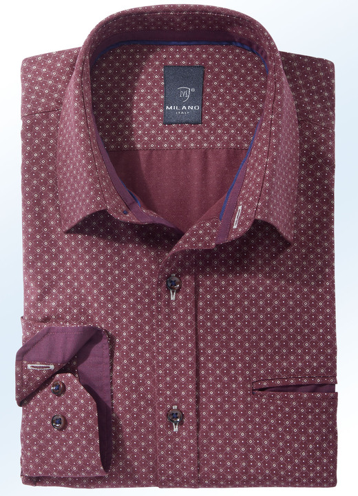 Hemden - Overhemd in 4 kleuren met paspelborstzak, in Farbe BORDEAUX