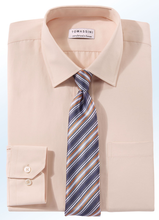 Businesshemden - Shirt met borstzak in 5 kleuren en 2 mouwlengtes, in Größe 038 bis 048, in Farbe ABRIKOOS Ansicht 1