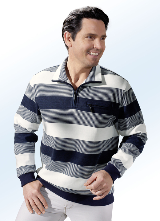 Sweatshirts - Troyer in 2 kleuren, in Größe 046 bis 062, in Farbe WIT MARINE Ansicht 1