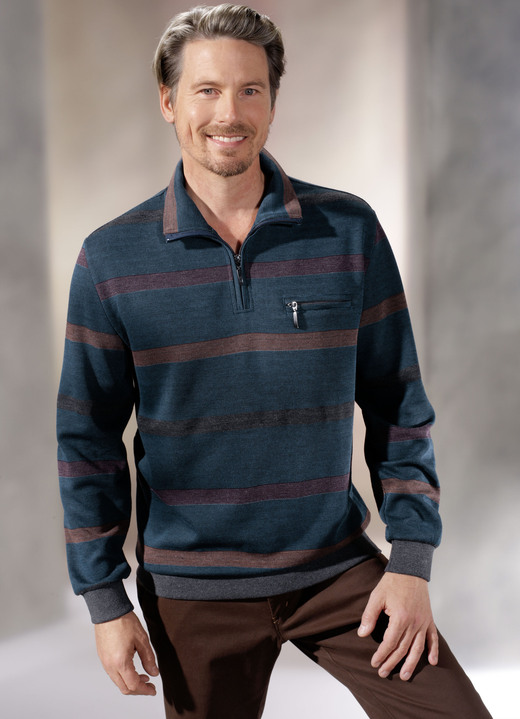 Sweatshirts - Troyer met borstzak, in Größe 046 bis 062, in Farbe PETROL-CAMEL-ANTRACIET