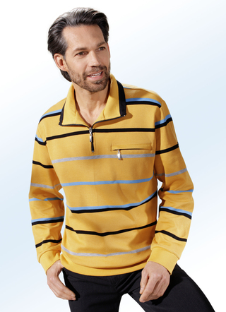 Shirt met garen geverfd streepjesmotief