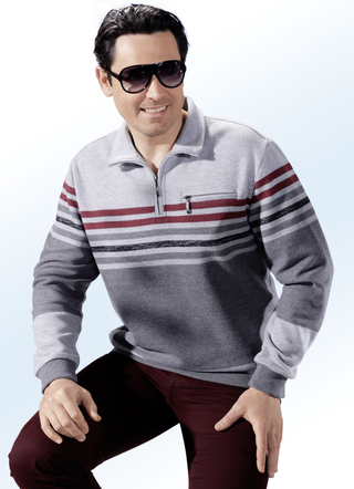 Shirt met garen geverfd streepjesmotief