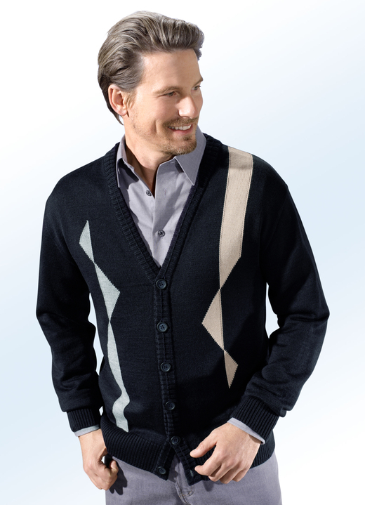 - Vest met intarsia-bewerking, in Größe 046 bis 062, in Farbe NACHTBLAUW