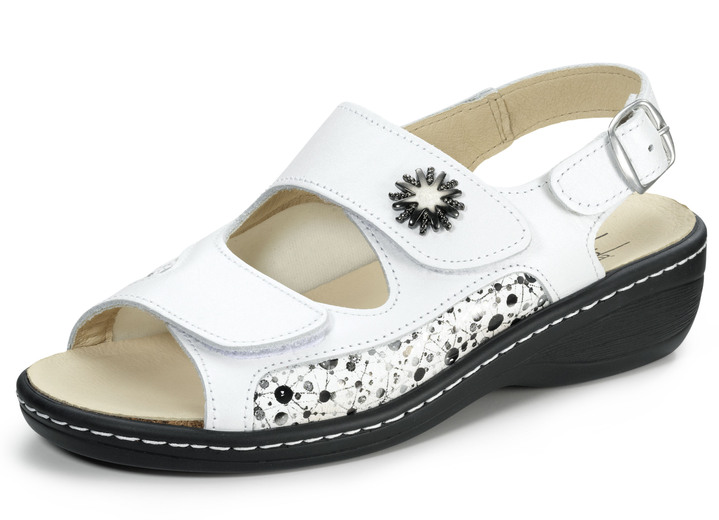 Sandalen & slippers - ELENA EDEN sandaal met uitneembaar voetbed van kurkleer, in Größe 036 bis 042, in Farbe WIT Ansicht 1