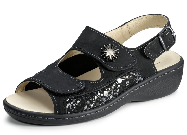 Sandalen & slippers - ELENA EDEN sandaal met uitneembaar voetbed van kurkleer, in Größe 036 bis 042, in Farbe ZWART Ansicht 1