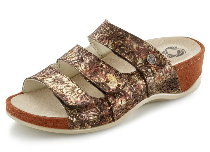 Sandalen & slippers - Mubb muiltjes met elegant reliëf, in Größe 036 bis 042, in Farbe BRUIN-GOUD Ansicht 1