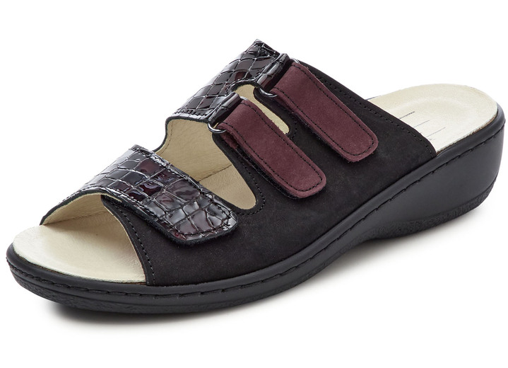 Sandalen & slippers - ELENA EDEN, comfortabele damesmuiltjes, breedte H, met uitneembaar voetbed, in Größe 036 bis 042, in Farbe ZWART-BORDEAUX Ansicht 1
