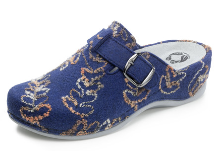 Slipper in 2 kleuren met uitneembaar lederen voetbed, breedte H
