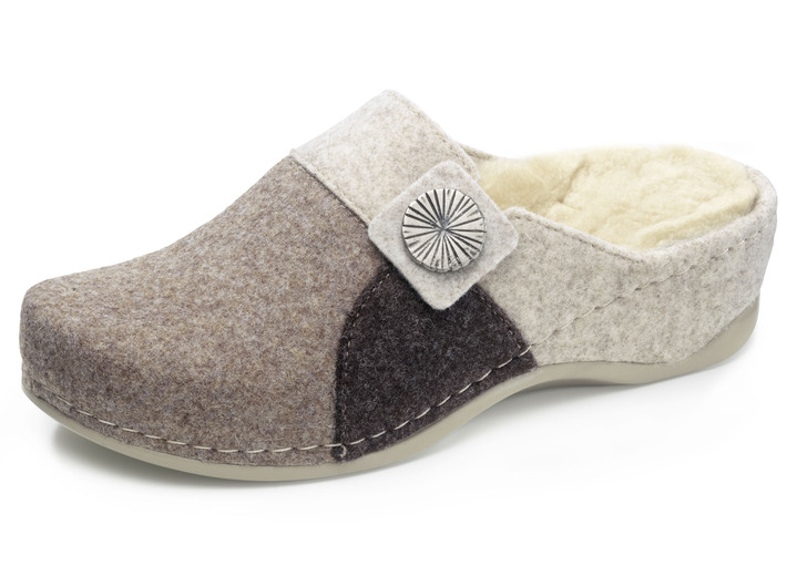 - Mubb pantoffel met metalen decoratie, in Größe 036 bis 042, in Farbe BRUIN-BEIGE