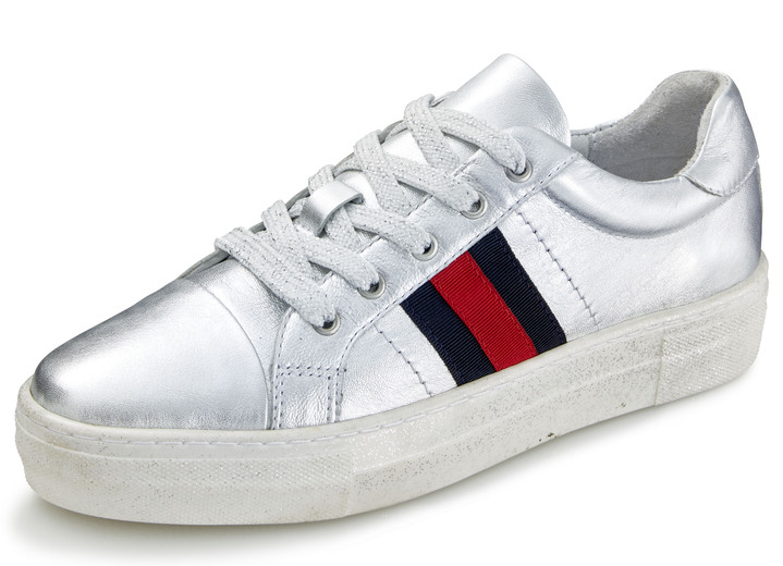 - Sneakers van gemetalliseerd nappaleer, in Größe 036 bis 041, in Farbe ZILVER Ansicht 1