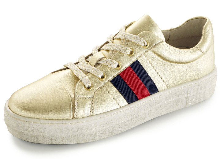 - Sneakers van gemetalliseerd nappaleer, in Größe 036 bis 041, in Farbe GOUD Ansicht 1