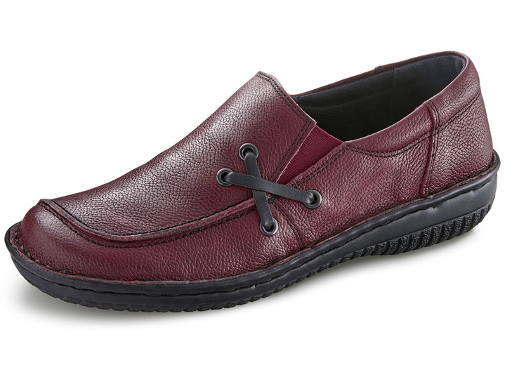 - Slippers met zwart lederen bies, in Größe 036 bis 042, in Farbe BORDEAUXROOD Ansicht 1