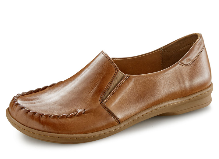 - Gemini pantoffels met decoratieve stiksels, in Größe 036 bis 042, in Farbe COGNAC Ansicht 1