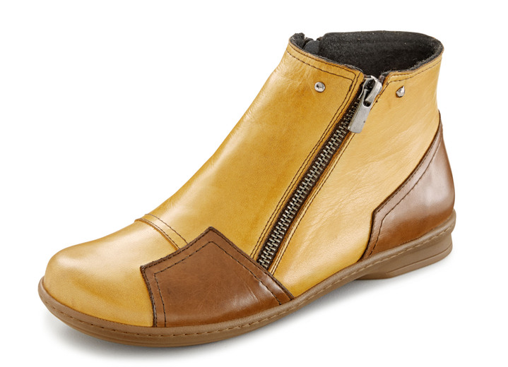 - Gemini Stiefelette mit Zierreißverschluss, in Größe 036 bis 042, in Farbe GELB-BRAUN Ansicht 1