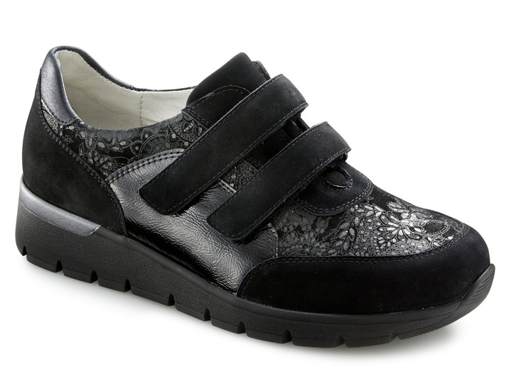 - Waldläufer Slipper in stilischem Materialmix, in Größe 3 1/2 bis 8, in Farbe SCHWARZ Ansicht 1