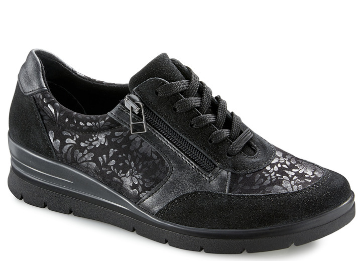 Slipper & Schnürschuhe - Schnürschuh mi Seitenreißverschluss, in Größe 036 bis 042, in Farbe SCHWARZ Ansicht 1