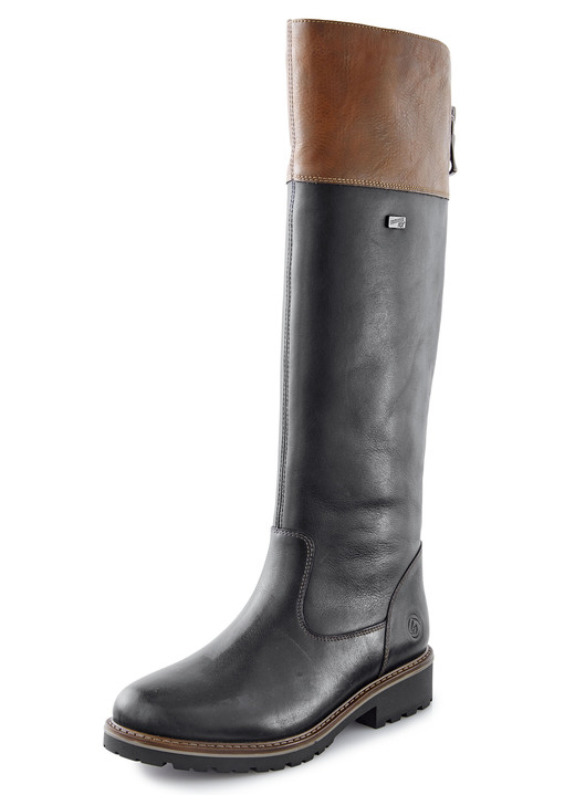 Laarzen & laarsjes - Remonte, gevoerde dameslaarzen, winterschoenen, breedte G, met rits, in Größe 036 bis 042, in Farbe ZWART-KASTANJE Ansicht 1