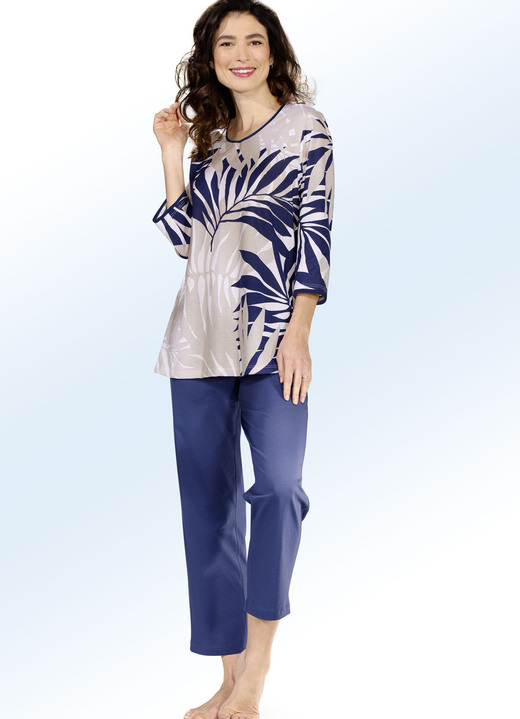 - Pyjama met ronde hals en lange broek, in Größe 036 bis 052, in Farbe MARINE-ZAND