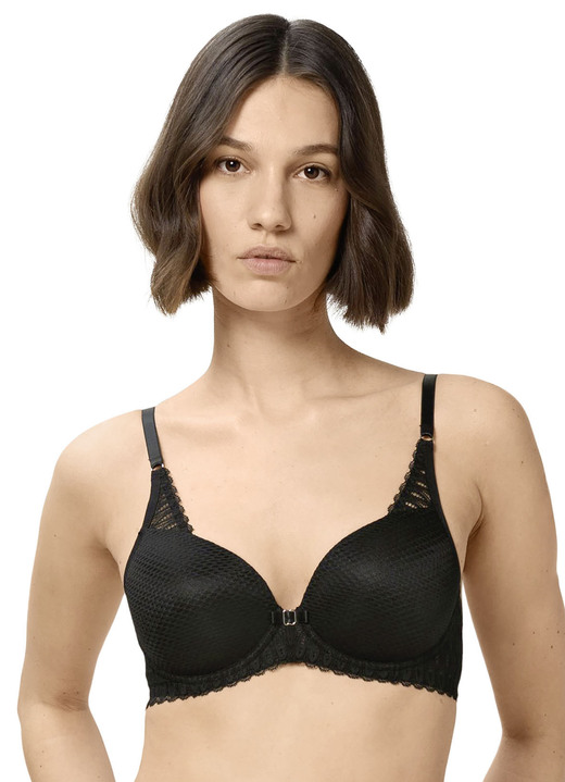 BH met beugel - Triumph-Aura Spotlight beugelbeha met elastische kant, in Größe 070 bis 090, in Cup A, in Farbe ZWART Ansicht 1