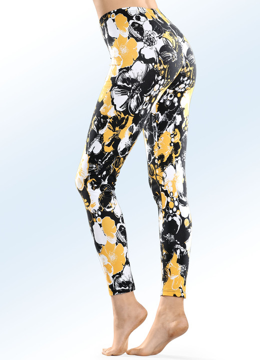- Set van twee leggings met elastische tailleband, in Größe L (44/46) bis XXL (52/54), in Farbe 1 X ZWARTE SAFFRAANECRU, 1 X ZWART