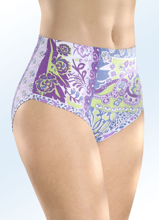 - Set van vier slips met elastische band, in Größe 038 bis 052, in Farbe WIT-LILA MEERKLEURIG Ansicht 1