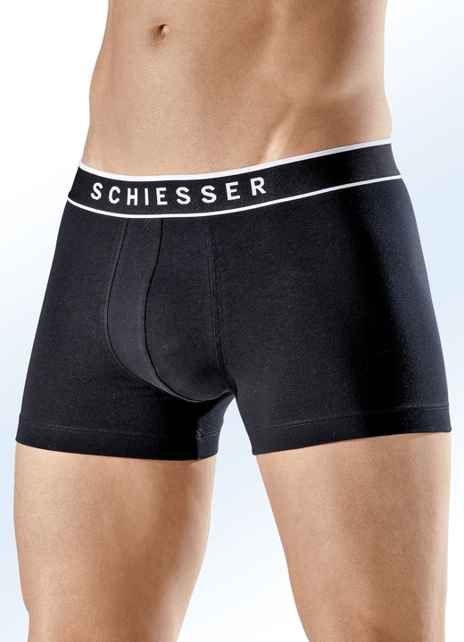 Pants & boxershorts - Schiesser driepack broeken met elastische tailleband, in Größe 004 bis 010, in Farbe 3x ZWART Ansicht 1