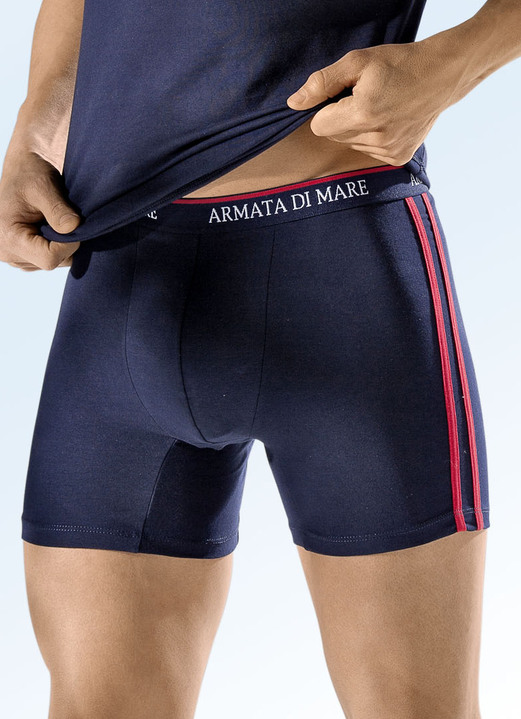 Pants & boxershorts - Pak van vier slips, effen, met contrasterende strepen, in Größe 005 bis 011, in Farbe 2 X MARINEROOD, 2 X UNI MARINE Ansicht 1