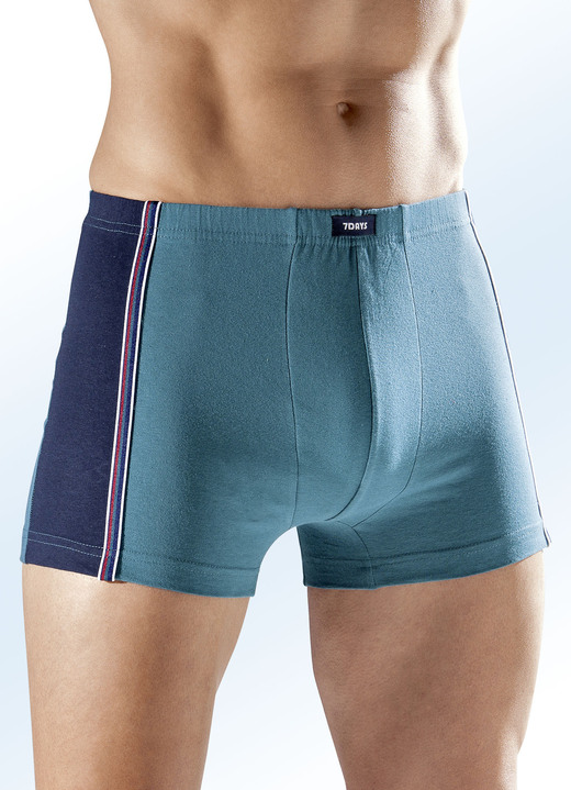Pants & boxershorts - Sixpack broeken met elastische tailleband, in Größe 3XL bis XXL, in Farbe 1 X PETROL, 1 X GEMÊLEERD GRIJS, 1 X BORDEAUXROOD, 3 X MARINEBLAUW Ansicht 1