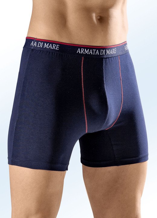Pants & boxershorts - Set van vier broeken, met elastische band, contrasterende naden, in Größe 004 bis 011, in Farbe 2 X MARINEROOD, 2 X ROOD-MARINEBLAUW Ansicht 1