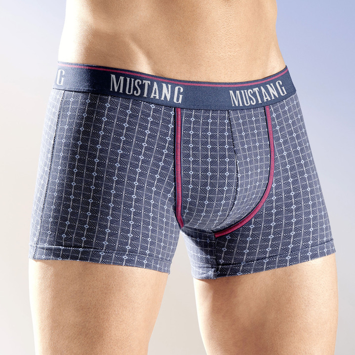 Pants & boxershorts - Mustang, set van drie broeken, geruit, in Größe 004 bis 008, in Farbe NAVY-MEERKLEURIG Ansicht 1