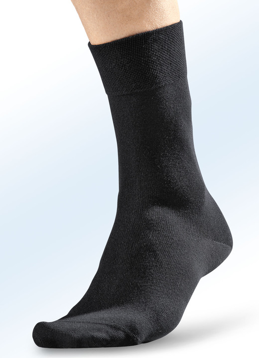 Kousen - Schiesser vijf-pack sokken, in Größe 001 (Schuhgröße 39-42) bis 002 (schoenmaat 43-46), in Farbe 3X ZWART, 2X GRIJS GEMÊLEERD Ansicht 1