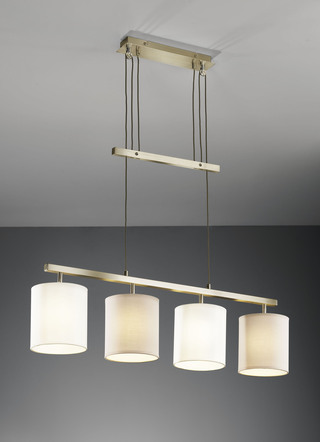 Stalen hanglamp met stoffen lampenkap