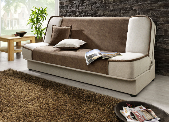 Slaap sofa`s - Slaapbank met bedstee en sierkussens, in Farbe BRUIN-BEIGE Ansicht 1