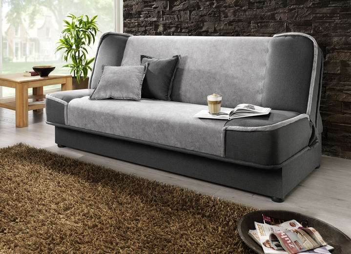 Slaap sofa`s - Slaapbank met bedstee en sierkussens, in Farbe GRIJS-ANTRACIET Ansicht 1