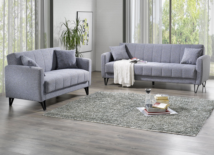 Gestoffeerde meubels - Gestoffeerd meubel met kantelfunctie dat overal in de kamer geplaatst kan worden, in Farbe GRIJS, in Ausführung Tweezitter Ansicht 1