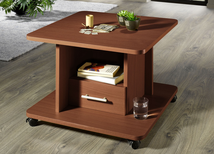 - Moderne salontafel op wielen, in Farbe NOTENBOOM
