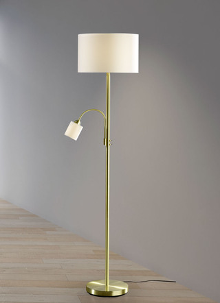 Vloerlamp met plafondwaslicht en leesarm