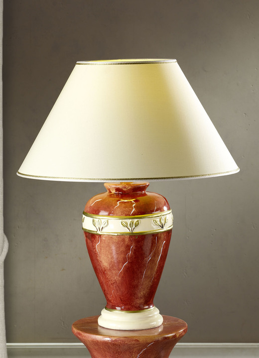 - Lampen gemaakt van hoogwaardig keramiek, in Farbe BORDEAUX-GOUD, in Ausführung Tafellamp