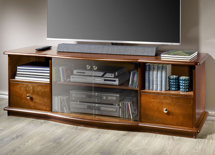 Ruim tv-longboard met gerookte glazen deuren