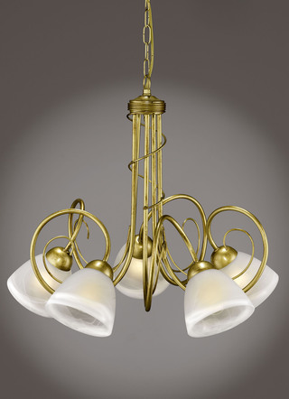 Hanglamp gemaakt van ijzer in goud antiek