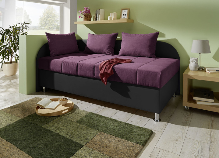 Slaap sofa`s - Chique studioligstoel met veerkernbekleding, in Farbe BES-ZWART, in Ausführung Linker hoofdeinde Ansicht 1