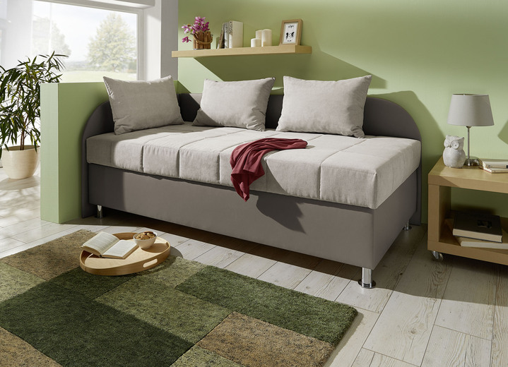 Slaap sofa`s - Chique studioligstoel met veerkernbekleding, in Farbe BEIGE-GRIJS, in Ausführung Linker hoofdeinde Ansicht 1